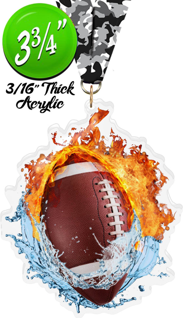 Fire & Water Football Colorix-M Acrylic Medal [MACR375-FW-FB-Q]