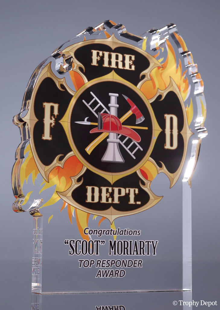 Firefighter Flaming Maltese Acrylic Award [ATFIRFL-7]