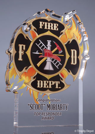 Firefighter Flaming Maltese Acrylic Award [ATFIRFL-7]