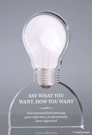 Acrylic Bright Idea Clear Lightbulb Award - 7 inch [ATLTBLB-WHT]