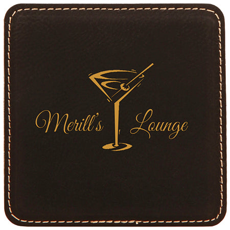 Black Square Leatherette Coaster [CSTJSQ-250]