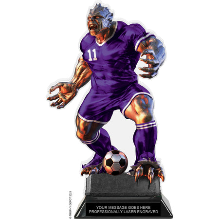 Beast Soccer Choose Your Number Acrylic Trophy - 10 inch Purple [TACR10-BST-SC-PRP-Q]