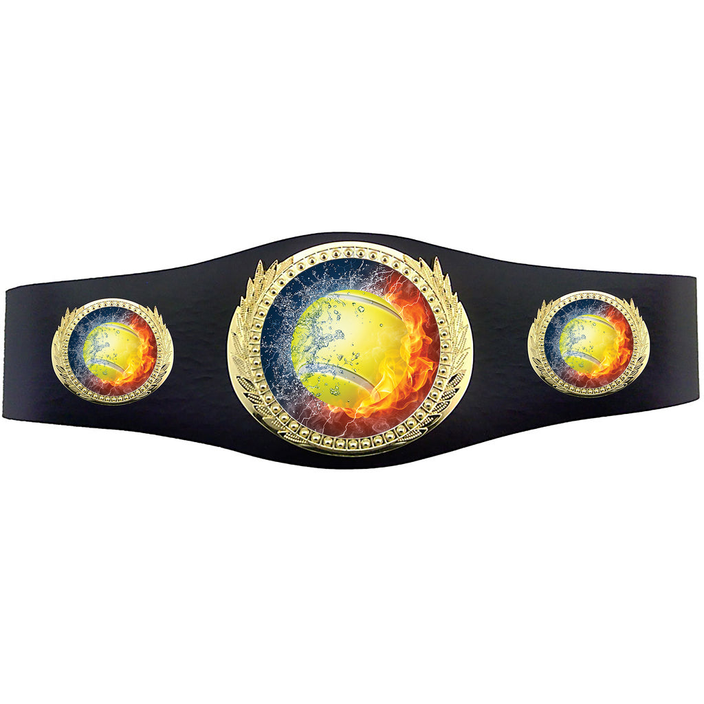 Tennis 40 inch Youth Triple Art Champion Award Belt - Fire & Water [C3SAB3-FNW-TN]