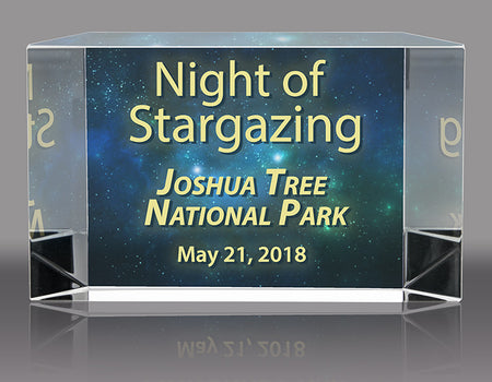 Custom Optical Crystal Beveled Desk Block- 4.25x7 inch [CRB780-FC]