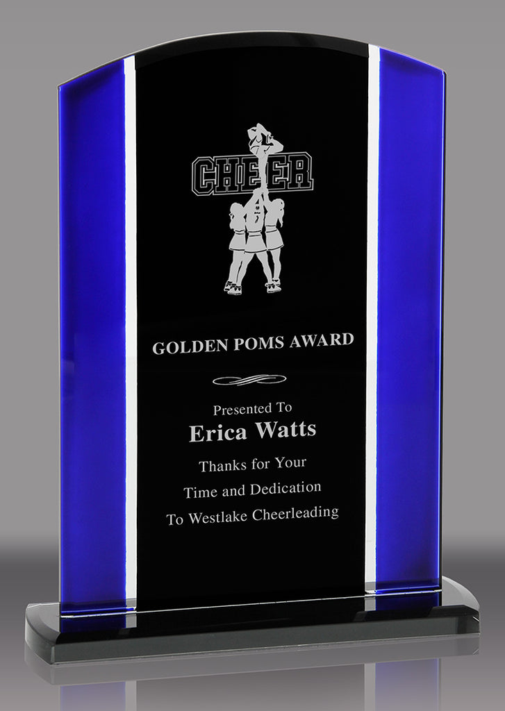 Clear Glass with Blue and Black Silk Screened Upright [GT265-775]