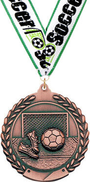 2.75 in Soccer Wreath Framed Medal- Bronze [M311-SC-B]