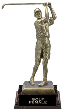 Golf Antiqued Gold Tone Figures - Female XL [TXAG-GLF]