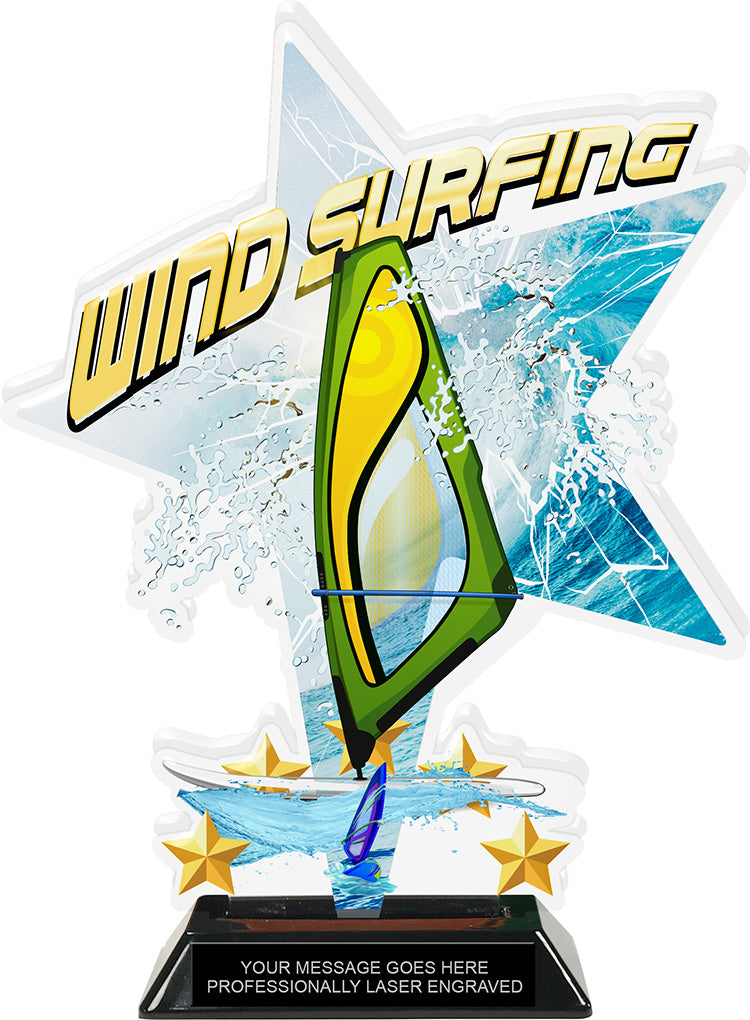 Wind Surfing Shattered Star Colorix Acrylic Trophy- 10 inch [TACR10-STR-WNDSRF-Q]