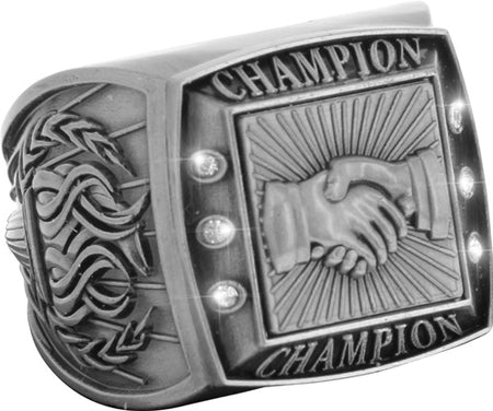 Championship Ring with Activity Insert- Handshake Silver [RGSJ-S-CHMP-HNDSHK]