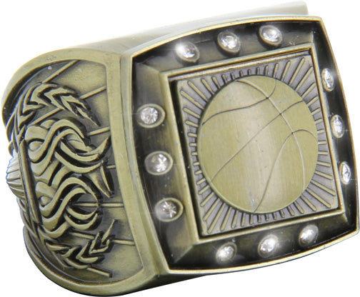 Championship Ring with Activity Insert- Basketball Gold [RGSJ-G-12ST-BK]