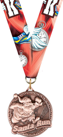 Santa Run Ultra-Impact 3-D Medal- Bronze [MDTD2-SNTRN-B]