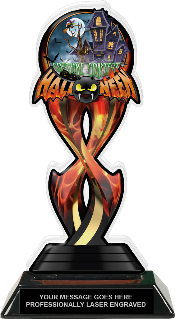 Halloween Bat Costume Contest Tribal Flames Acrylic Trophy - 8.5 inch [TACR85-TF-HLWN-BAT-COCO-Q]