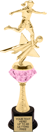 Soccer Female Shooting Star Diamond Riser Trophy on Synthetic Base [TRDDRSS-13-SCF]