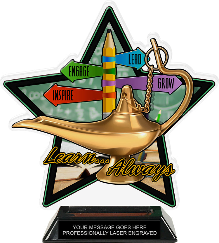 Lamp of Knowledge Colorix-T Acrylic Trophy- 8.25 inch [TACR8-KN-LMP-Q]