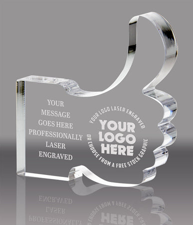 Comic Thumbs Up Clear Acrylic Block- 5.25 inch [A75THM-5-Q]