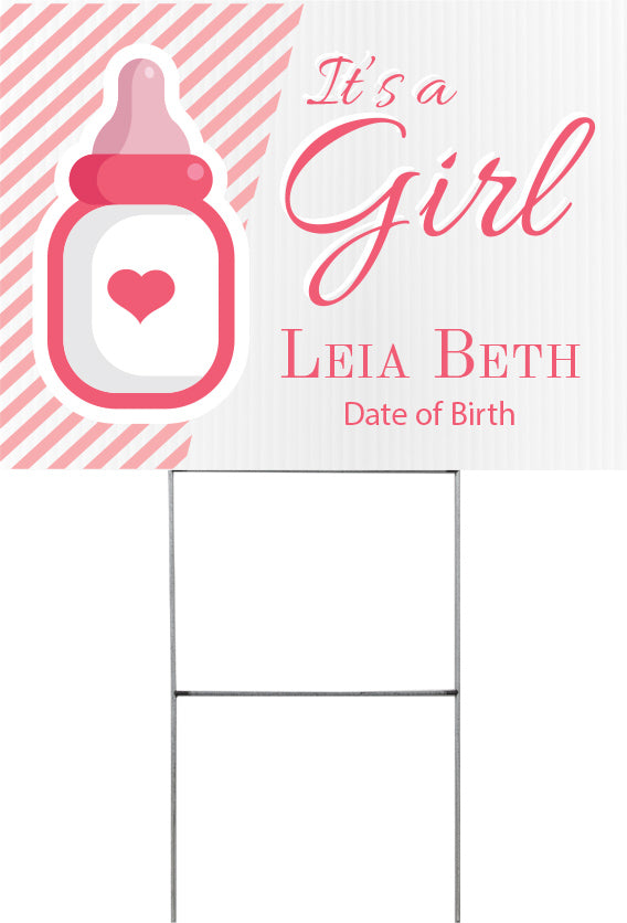Birth Announcement Girl Yard Signs