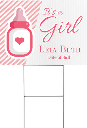 Birth Announcement Girl Yard Sign - 24 x 18 inch [YS2418-BRT-F]