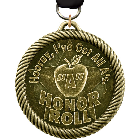 Hooray!- I've Got All A's Honor Roll Scholastic Medal [M2SCH-GAAHR]