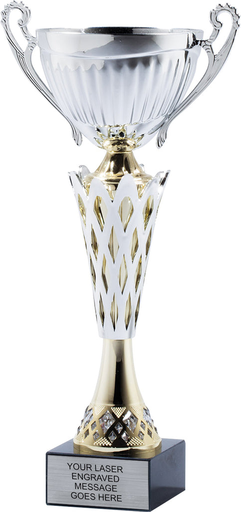 Silver Metal Cups with Gold Diamond Accents