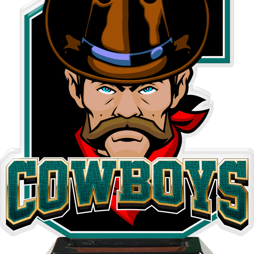 Cowboys Mascot Colorix-T Acrylic Trophies - Teal