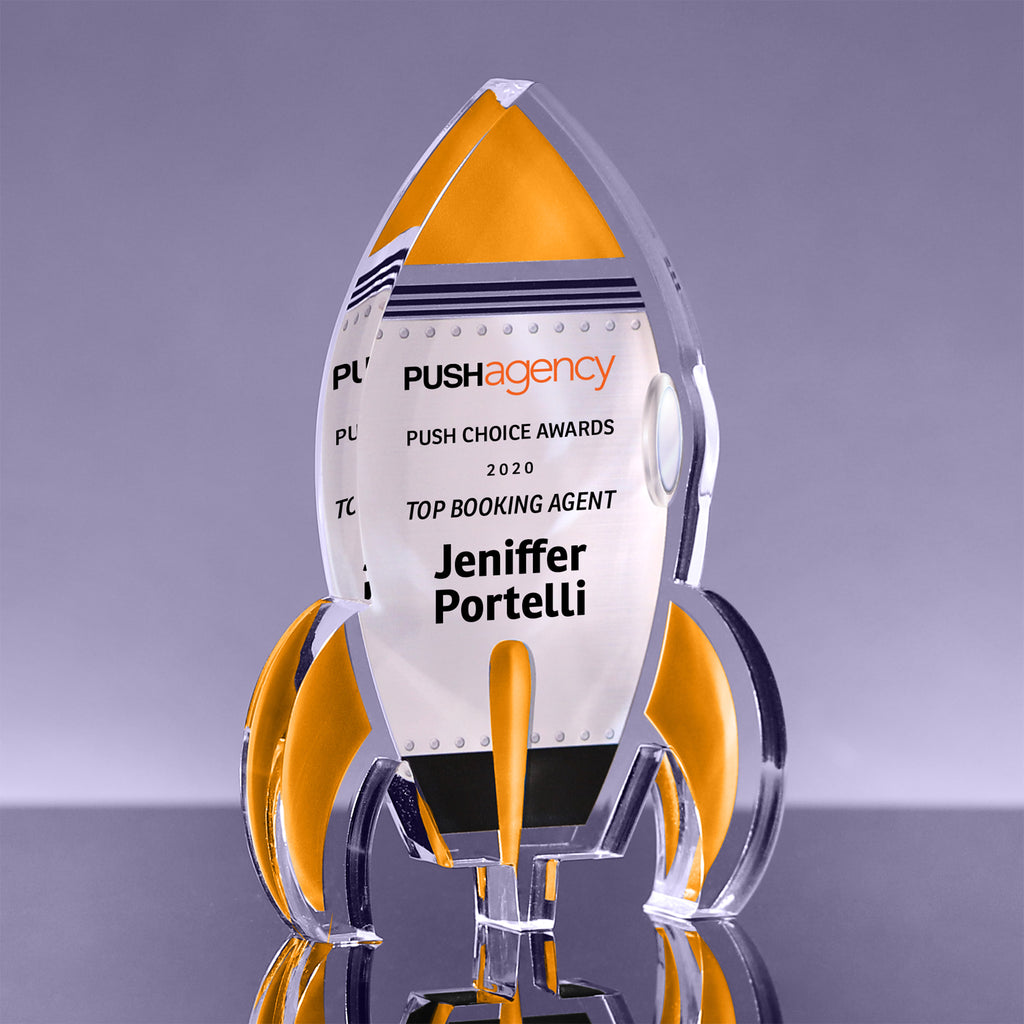 Acrylic Orange Rocket Awards - Full Color