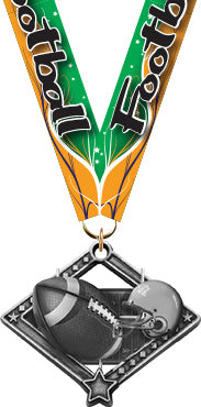 Football Diamond Star Medal - Silver [MDS2-FB]