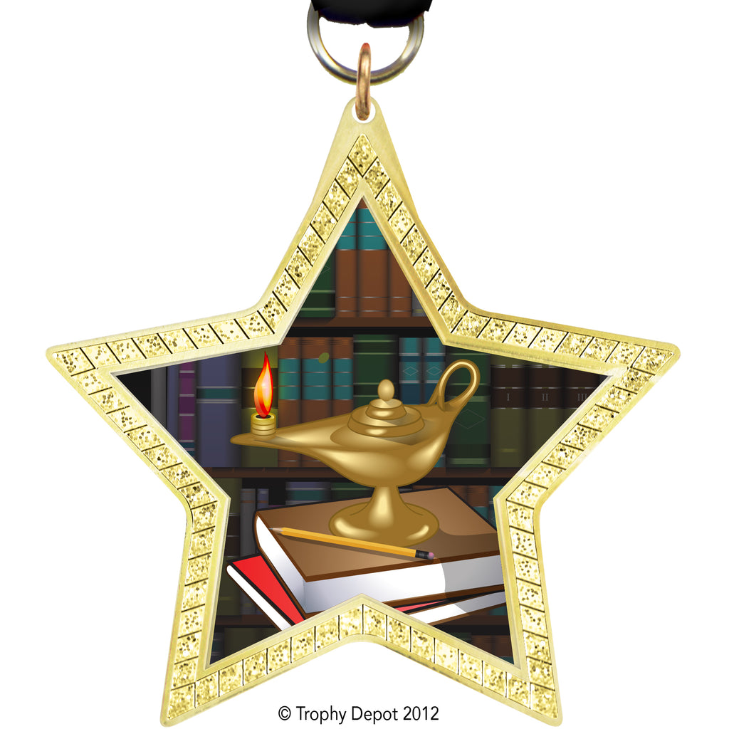 Star-Shaped Sparkle Insert Medal - Stock or Custom