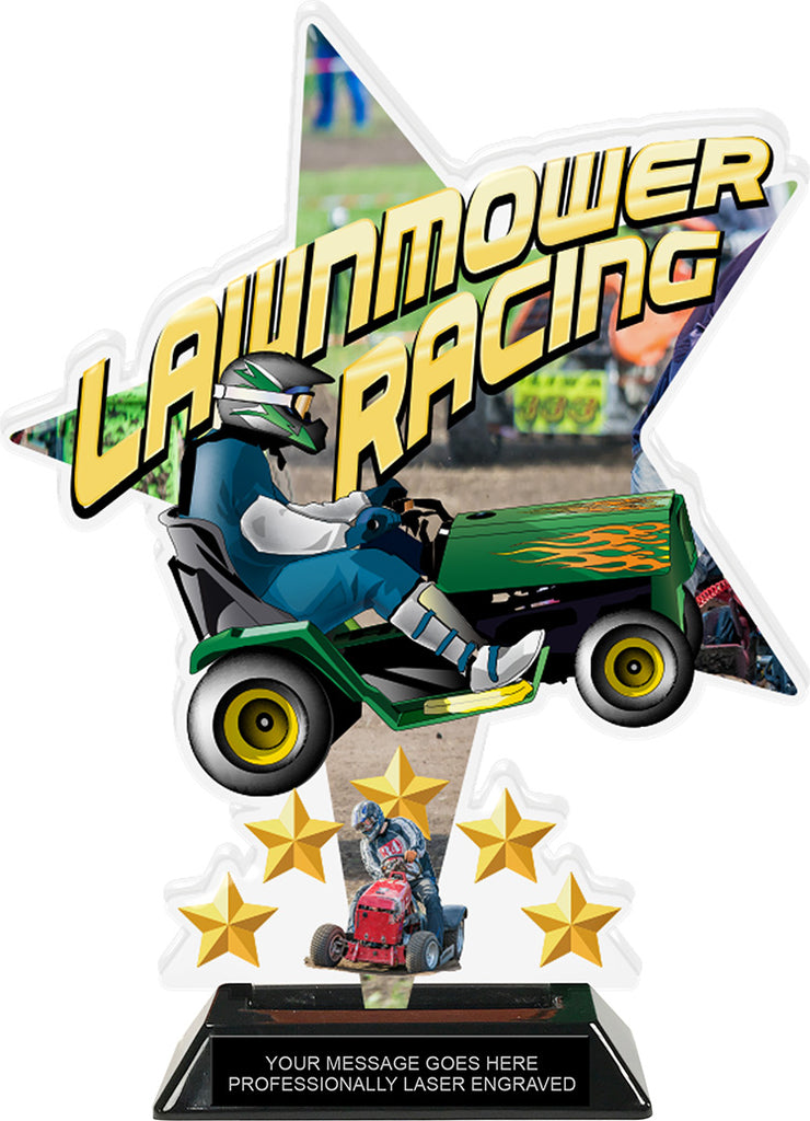 Lawnmower Racing Shattered Star Colorix Acrylic Trophy- 10 inch [TACR10-STR-LWNRC-Q]