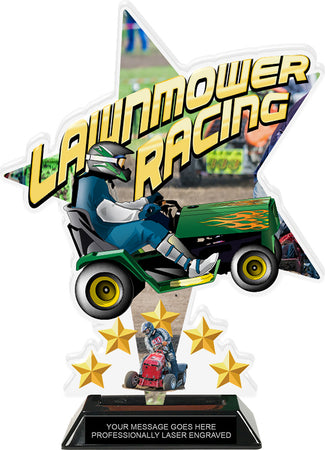 Lawnmower Racing Shattered Star Colorix Acrylic Trophy- 10 inch [TACR10-STR-LWNRC-Q]