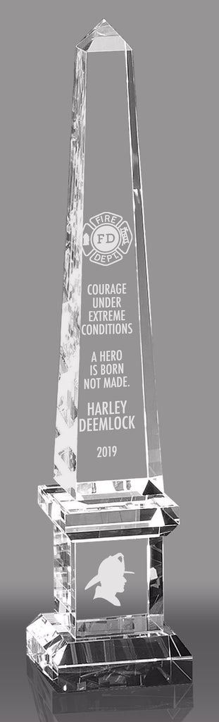 Crystal Two-Tier Obelisk Award - 14.5 inch [CM101OB-14]