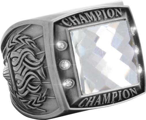 Championship Ring with Clear Center Stone- Silver [RGSJ-S-CHMP-CLR]