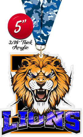 Lions Mascot Colorix-M Acrylic Medal [MACR5-MSCT-LION-Q]
