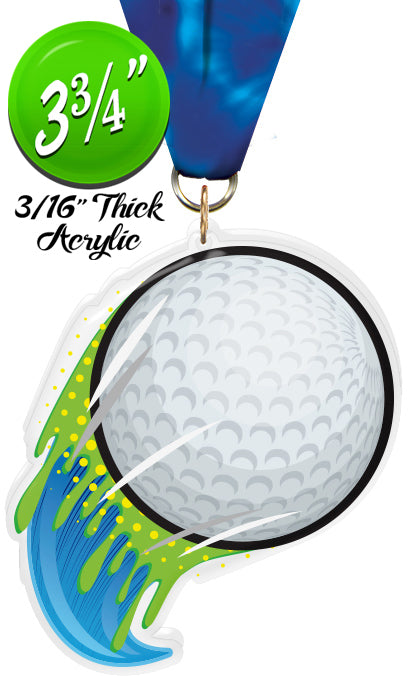 Golf Splatters Colorix-M Acrylic Medal [MACR375-SPLT-GL-Q]