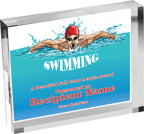 Swimming Horizontal Vibrix Acrylic Award [A43BH-SW]