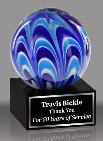 Blue Wave Globe Art Glass Award [AGJ55-5]