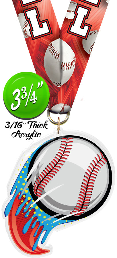 Baseball Splatters Colorix-M Acrylic Medal [MACR375-SPLT-BS-Q]