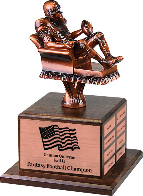 Jumbo Bronze Finish Armchair Fantasy Football Sculpture on Walnut Base [GWBFFB-14-B]