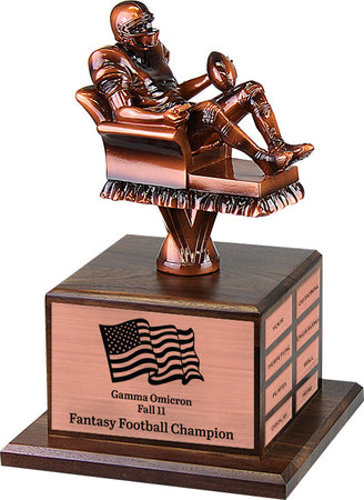 Jumbo Bronze Finish Armchair Fantasy Football Sculpture on Walnut Base [GWBFFB-14-B]