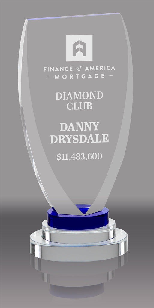 Parabola Crystal with Blue Accent- 7.25 inch [CM580-7]