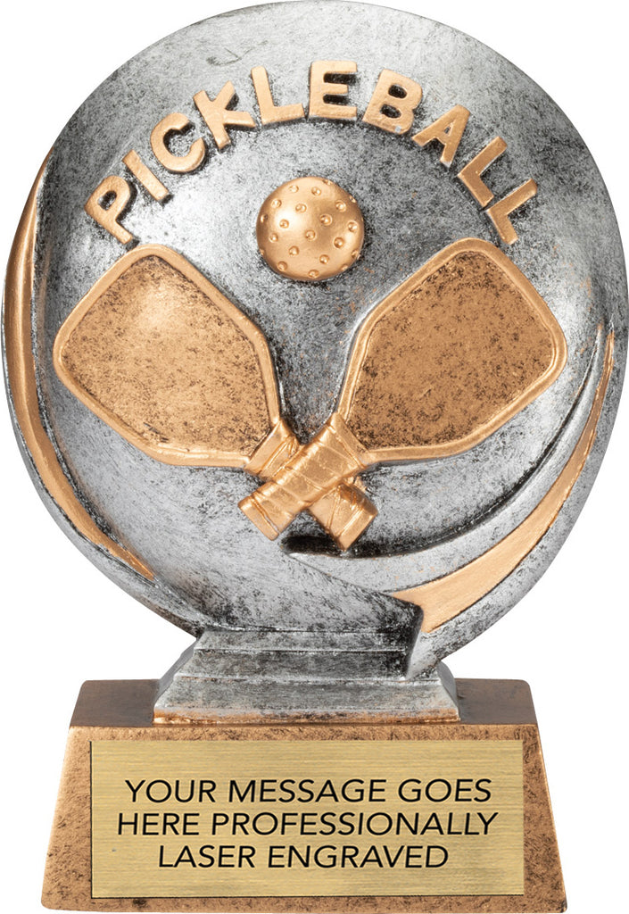 Pickleball Round 3D Sport Resin Trophy - 5" [RSR5-PKLBL]