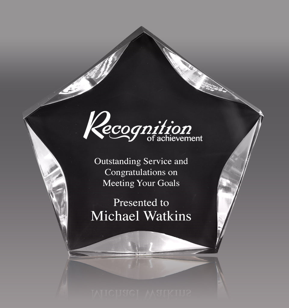 Acrylic Clear and Black Luminary Star - 5 inch [ALSB5C]