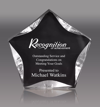 Acrylic Clear and Black Luminary Star - 5 inch [ALSB5C]