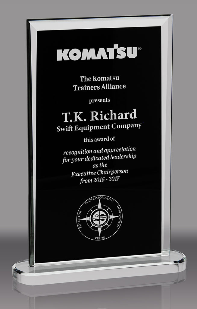 Rectangular Glass Award with Black Silk Screened Center [GT2937-10]