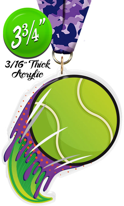 Tennis Splatters Colorix-M Acrylic Medal [MACR375-SPLT-TN-Q]