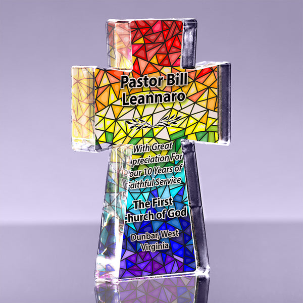 1 inch Thick Stained Glass Acrylic Cross Award - Spectrum - 6 inch [AT ...