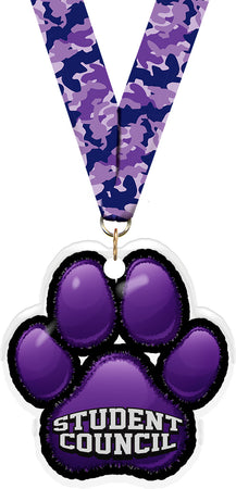 Student Council Paw Acrylic Medal- 2.75 inch [MACR2-PAW-STCO-Q]
