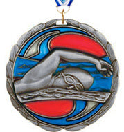 Swimming Epoxy Color Medal - Silver [MEC2-SW-S]