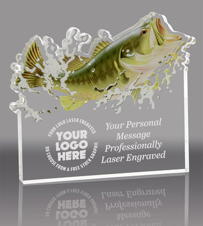 Bass Fishing Acrylic Award- 6x5.5 inch [AFSH-BASS-65-Q]
