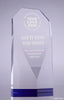 Diamond Faceted Crystal Award with Blue Accents - 7.75 inch [CM54-BLU-7]