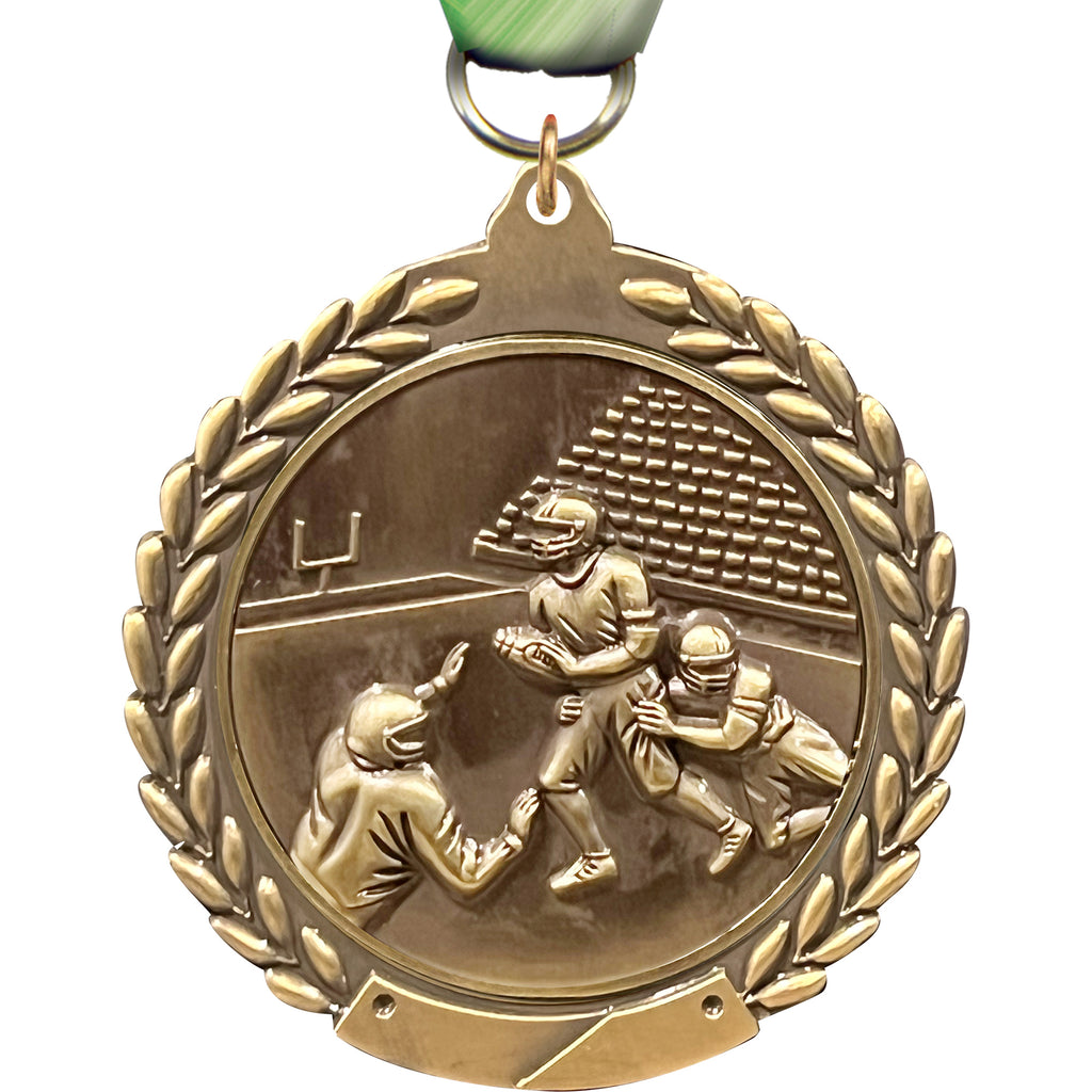 Football 1.75 inch Wreath Framed Diecast Medal [M201-FB]